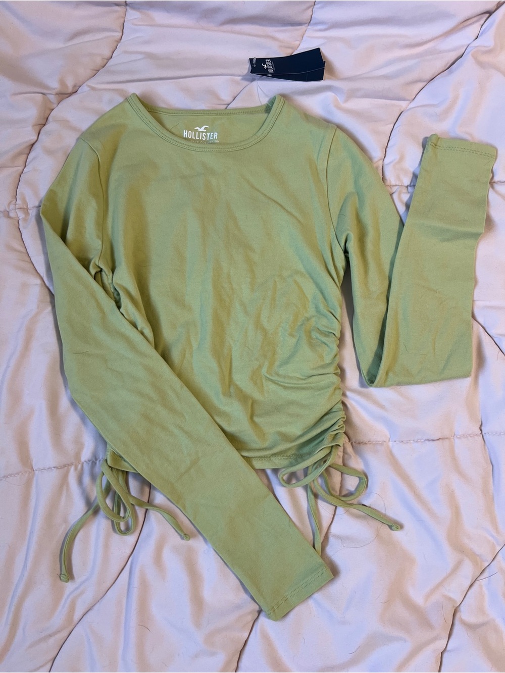Hollister Girls' Long Sleeve Side-Tie Top - Sage Green